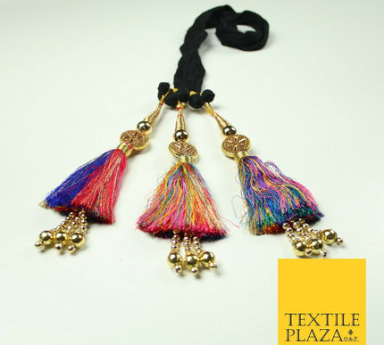 MULTICOLOUR Diamonte Parandi Paranda Indian Tassels Mehndi Jago Hair Braid PR517