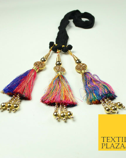 MULTICOLOUR Diamonte Parandi Paranda Indian Tassels Mehndi Jago Hair Braid PR517