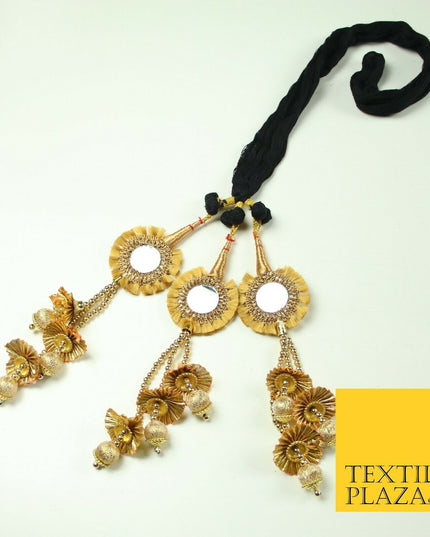 GOLD Mirror Pearls Parandi Paranda Indian Tassels Mehndi Jago Hair Braid PR518