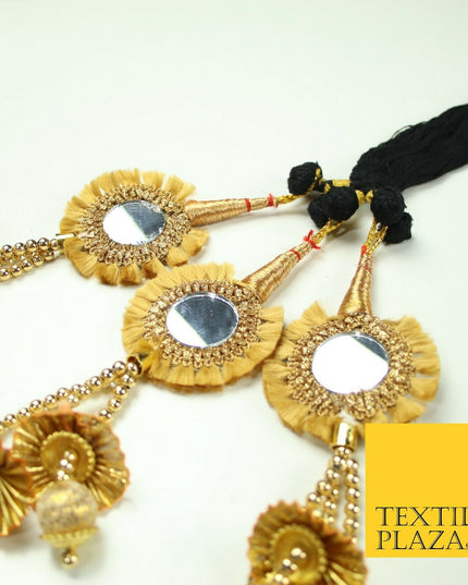 GOLD Mirror Pearls Parandi Paranda Indian Tassels Mehndi Jago Hair Braid PR518