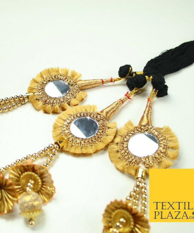 GOLD Mirror Pearls Parandi Paranda Indian Tassels Mehndi Jago Hair Braid PR518