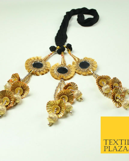 GOLD Mirror Pearls Parandi Paranda Indian Tassels Mehndi Jago Hair Braid PR518