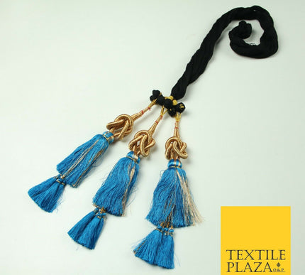 TURQUOISE BLUE Knot Parandi Paranda Indian Tassels Mehndi Jago Hair Braid PR513