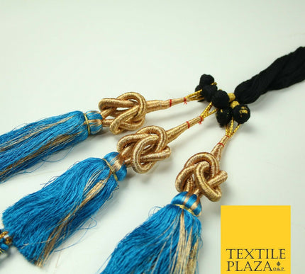TURQUOISE BLUE Knot Parandi Paranda Indian Tassels Mehndi Jago Hair Braid PR513