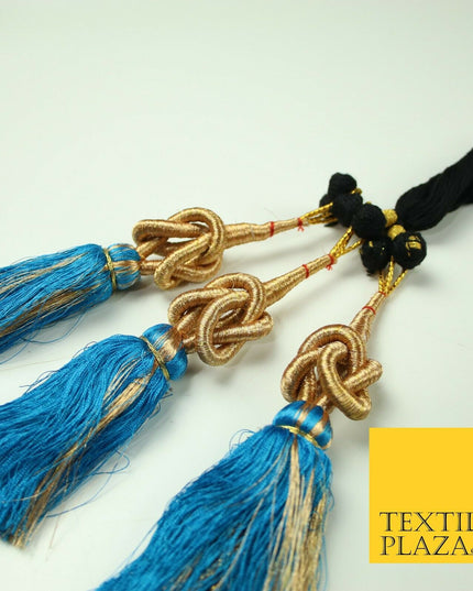 TURQUOISE BLUE Knot Parandi Paranda Indian Tassels Mehndi Jago Hair Braid PR513
