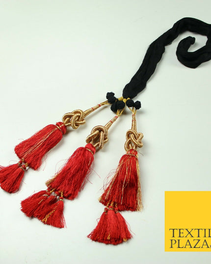 RED Knot Parandi Paranda Indian Punjabi Tassels Mehndi Jago Hair Braid PR508