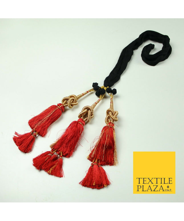 RED Knot Parandi Paranda Indian Punjabi Tassels Mehndi Jago Hair Braid PR508