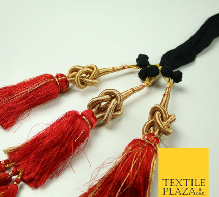 RED Knot Parandi Paranda Indian Punjabi Tassels Mehndi Jago Hair Braid PR508