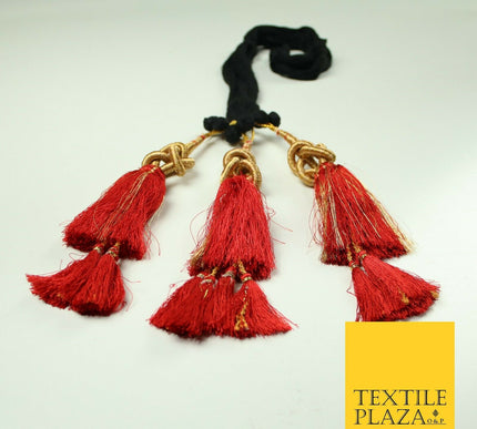 RED Knot Parandi Paranda Indian Punjabi Tassels Mehndi Jago Hair Braid PR508