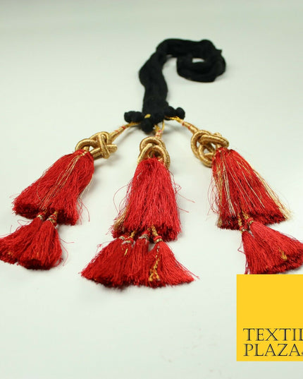 RED Knot Parandi Paranda Indian Punjabi Tassels Mehndi Jago Hair Braid PR508