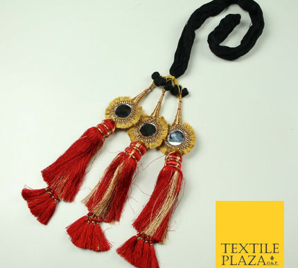 RED Mirror Parandi Paranda Indian Punjabi Tassels Mehndi Jago Hair Braid PR501