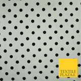 Black 1cm Polka Dot Spotted Flocked Power Mesh Net Stretch Dress Fabric 58" 7072