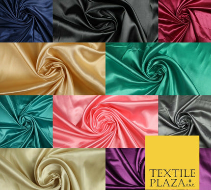 Fine Plain Solid Smooth Shiny Lightweight Poly Satin Fabric Dress Lining 58"