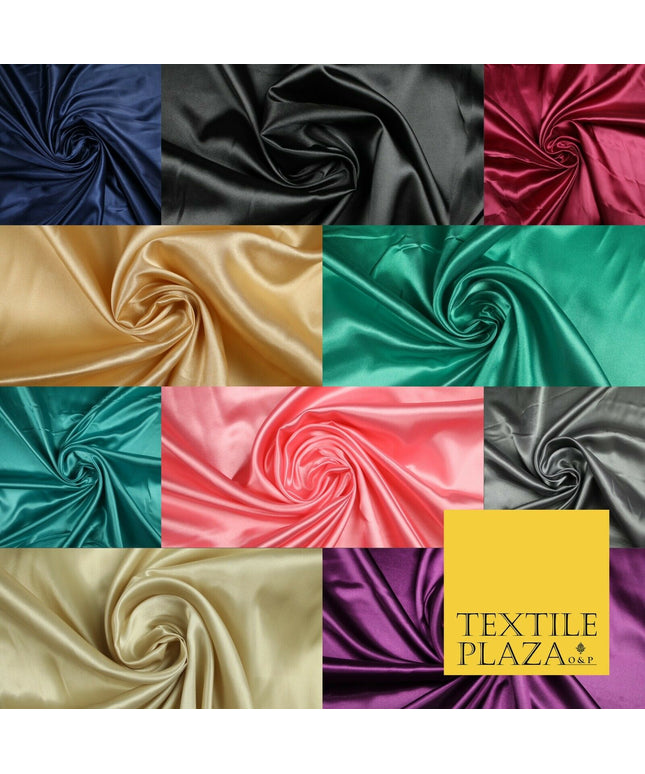Fine Plain Solid Smooth Shiny Lightweight Poly Satin Fabric Dress Lining 58"