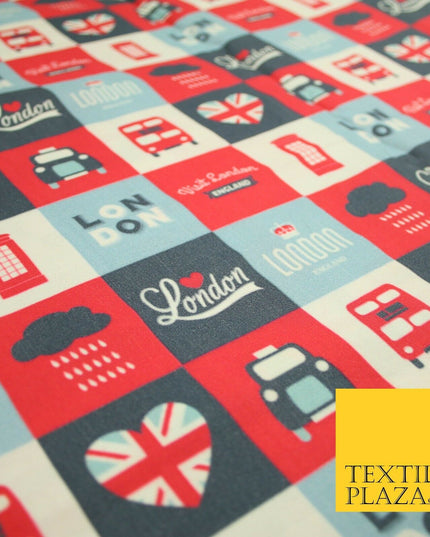 Love London Taxi Phone Box British Platinum Jubilee Printed Cotton Fabric 7120