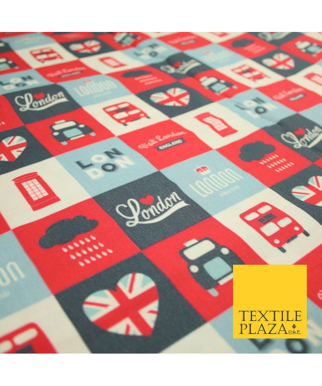 Love London Taxi Phone Box British Platinum Jubilee Printed Cotton Fabric 7120