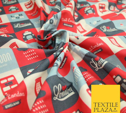 Love London Taxi Phone Box British Platinum Jubilee Printed Cotton Fabric 7120