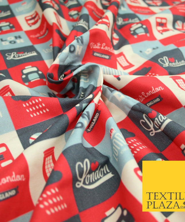 Love London Taxi Phone Box British Platinum Jubilee Printed Cotton Fabric 7120