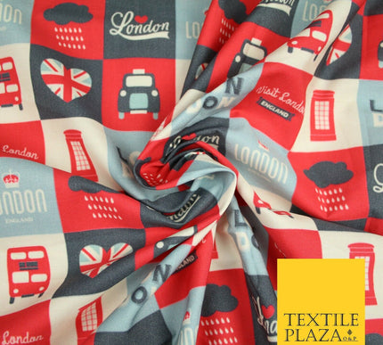Love London Taxi Phone Box British Platinum Jubilee Printed Cotton Fabric 7120