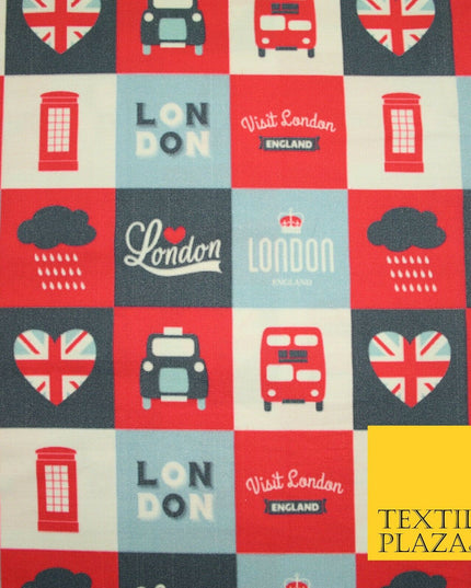 Love London Taxi Phone Box British Platinum Jubilee Printed Cotton Fabric 7120