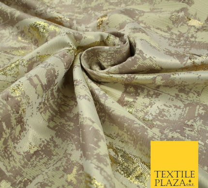 Pale Mauve Cream Vintage Artsy Brick Effect Metallic Gold Brocade Fabric 7158