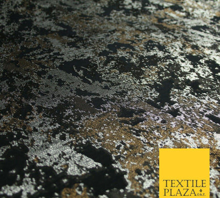 Black Coffee Silver Metallic Artsy Abstract Speckle Textured Brocade Fabric 7154