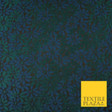Black Blue Emerald Green Scattered Daisy Flowers Floral Jacquard Fabric 7146