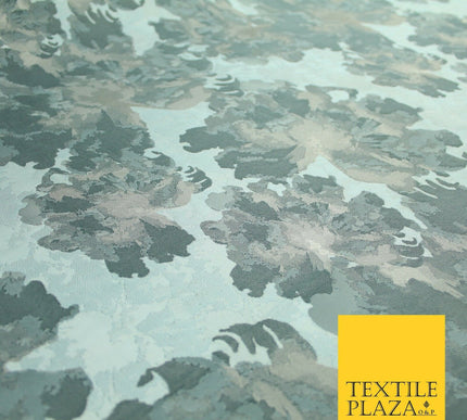 Duck Egg Blue Large Abstract Floral Textured Brocade Jacquard Dress Fabric 7126