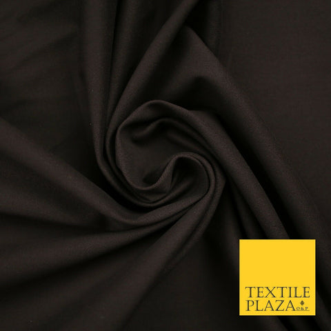 DARK BROWN STRETCH COTTON SATEEN FABRIC Plain Stretch T Shirt Dress Fabric 7194