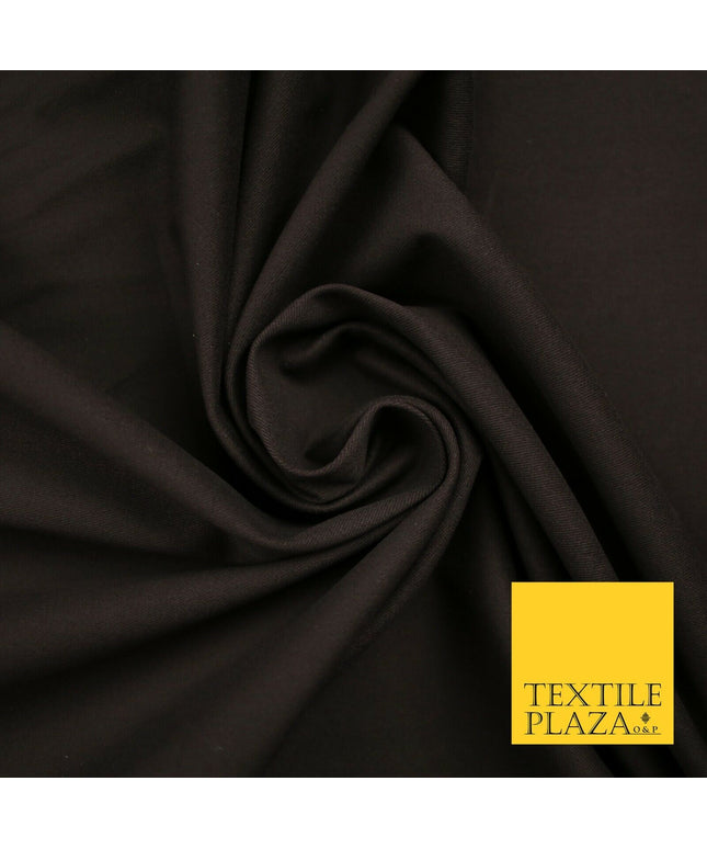 DARK BROWN STRETCH COTTON SATEEN FABRIC Plain Stretch T Shirt Dress Fabric 7194