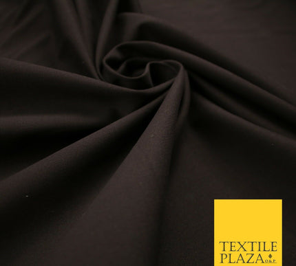 DARK BROWN STRETCH COTTON SATEEN FABRIC Plain Stretch T Shirt Dress Fabric 7194