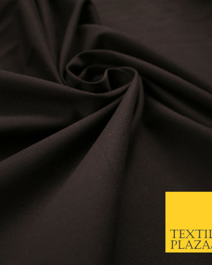 DARK BROWN STRETCH COTTON SATEEN FABRIC Plain Stretch T Shirt Dress Fabric 7194