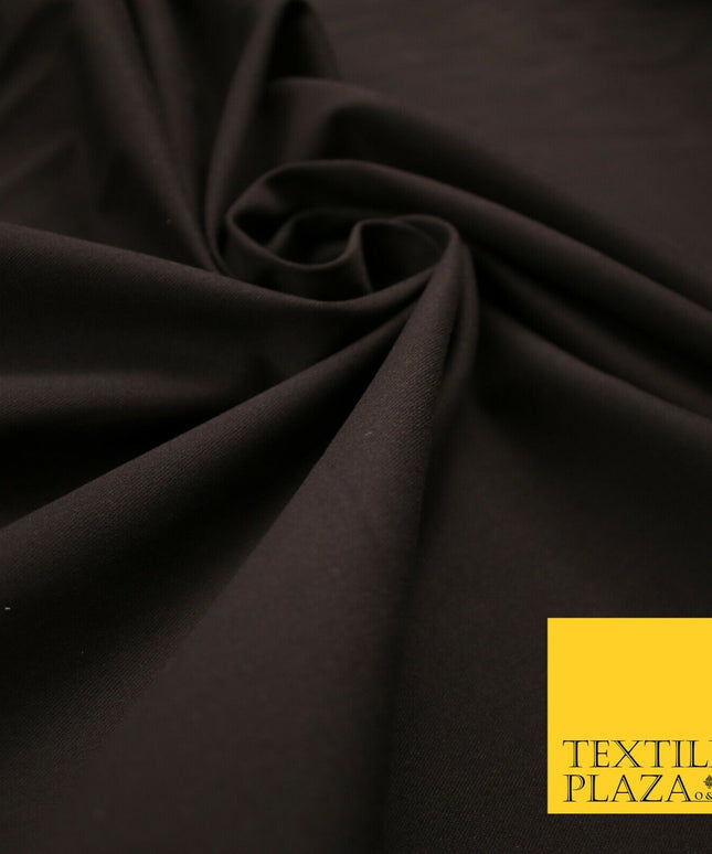 DARK BROWN STRETCH COTTON SATEEN FABRIC Plain Stretch T Shirt Dress Fabric 7194