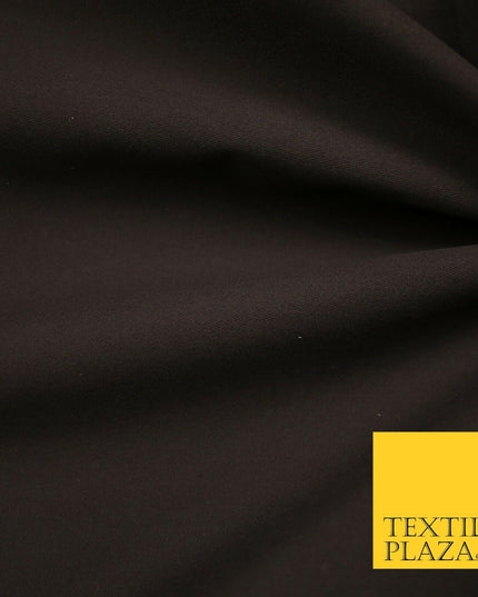 DARK BROWN STRETCH COTTON SATEEN FABRIC Plain Stretch T Shirt Dress Fabric 7194