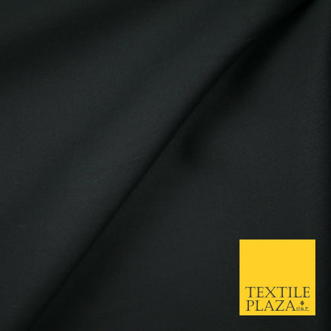 BLACK STRETCH COTTON SATEEN FABRIC Plain Stretch T Shirt Dress Fabric 7193
