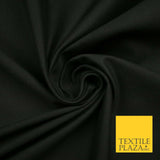 LUXURY BLACK STRETCH COTTON SATEEN FABRIC Plain Stretch TShirt Dress Fabric 7197