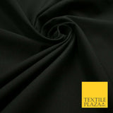 LUXURY BLACK STRETCH COTTON SATEEN FABRIC Plain Stretch TShirt Dress Fabric 7197