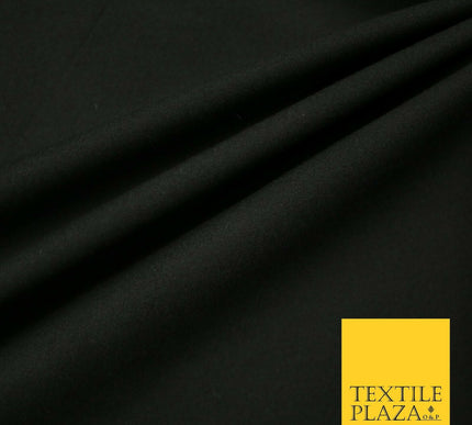 LUXURY BLACK STRETCH COTTON SATEEN FABRIC Plain Stretch TShirt Dress Fabric 7197