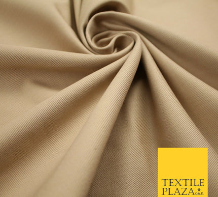 Natural Beige Plain Heavy Cotton Canvas Twill Fabric Material Uniform 58" 7204