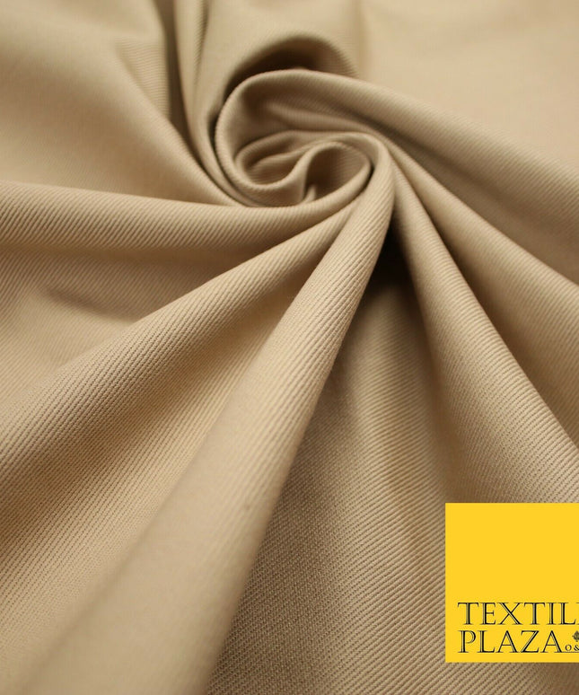 Natural Beige Plain Heavy Cotton Canvas Twill Fabric Material Uniform 58" 7204