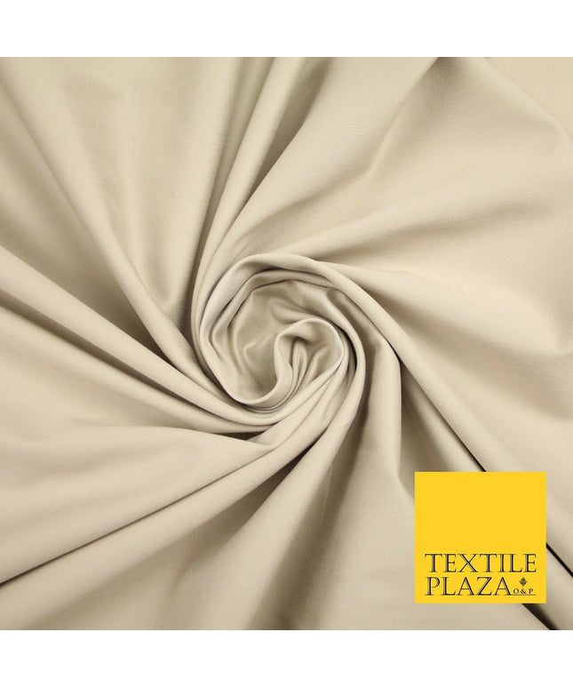 STONE STRETCH COTTON SATEEN FABRIC Plain Stretch T Shirt Dress Fabric 7196