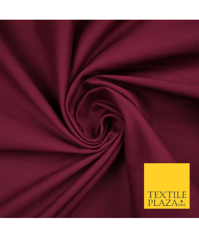 MAGENTA PLUM STRETCH COTTON SATEEN FABRIC Plain Stretch TShirt Dress Fabric 7195