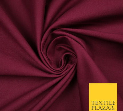 MAGENTA PLUM STRETCH COTTON SATEEN FABRIC Plain Stretch TShirt Dress Fabric 7195