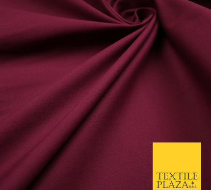 MAGENTA PLUM STRETCH COTTON SATEEN FABRIC Plain Stretch TShirt Dress Fabric 7195