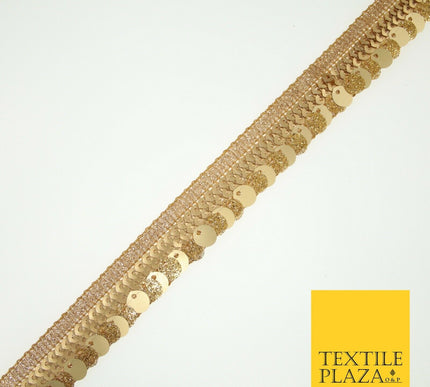 Gold Glitter Matte Double Sequin Ribbon Trimming Border Gota Sewing Trim X582