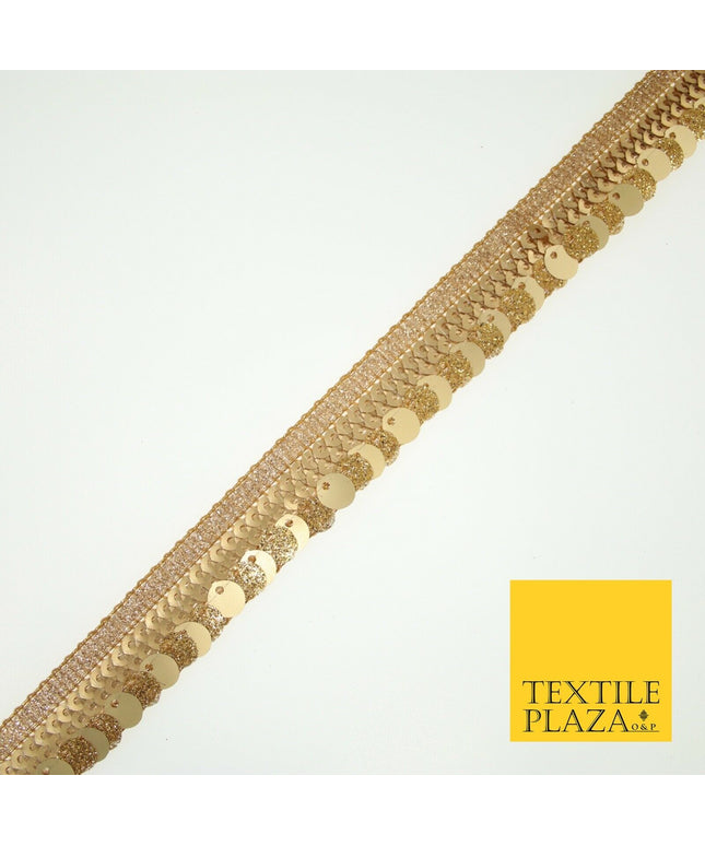 Gold Glitter Matte Double Sequin Ribbon Trimming Border Gota Sewing Trim X582