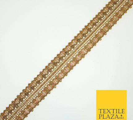 Antique Gold Double Glitter Braid Cord Ribbon Trimming Border Indian Lace X583