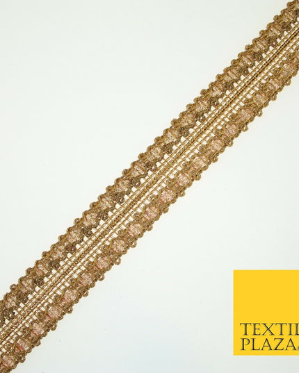 Antique Gold Double Glitter Braid Cord Ribbon Trimming Border Indian Lace X583