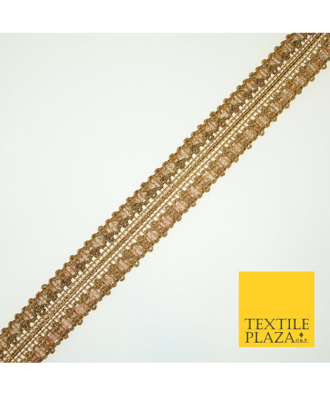 Antique Gold Double Glitter Braid Cord Ribbon Trimming Border Indian Lace X583