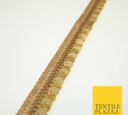Gold Glitter Matte Double Sequin Ribbon Trimming Border Gota Sewing Trim X582